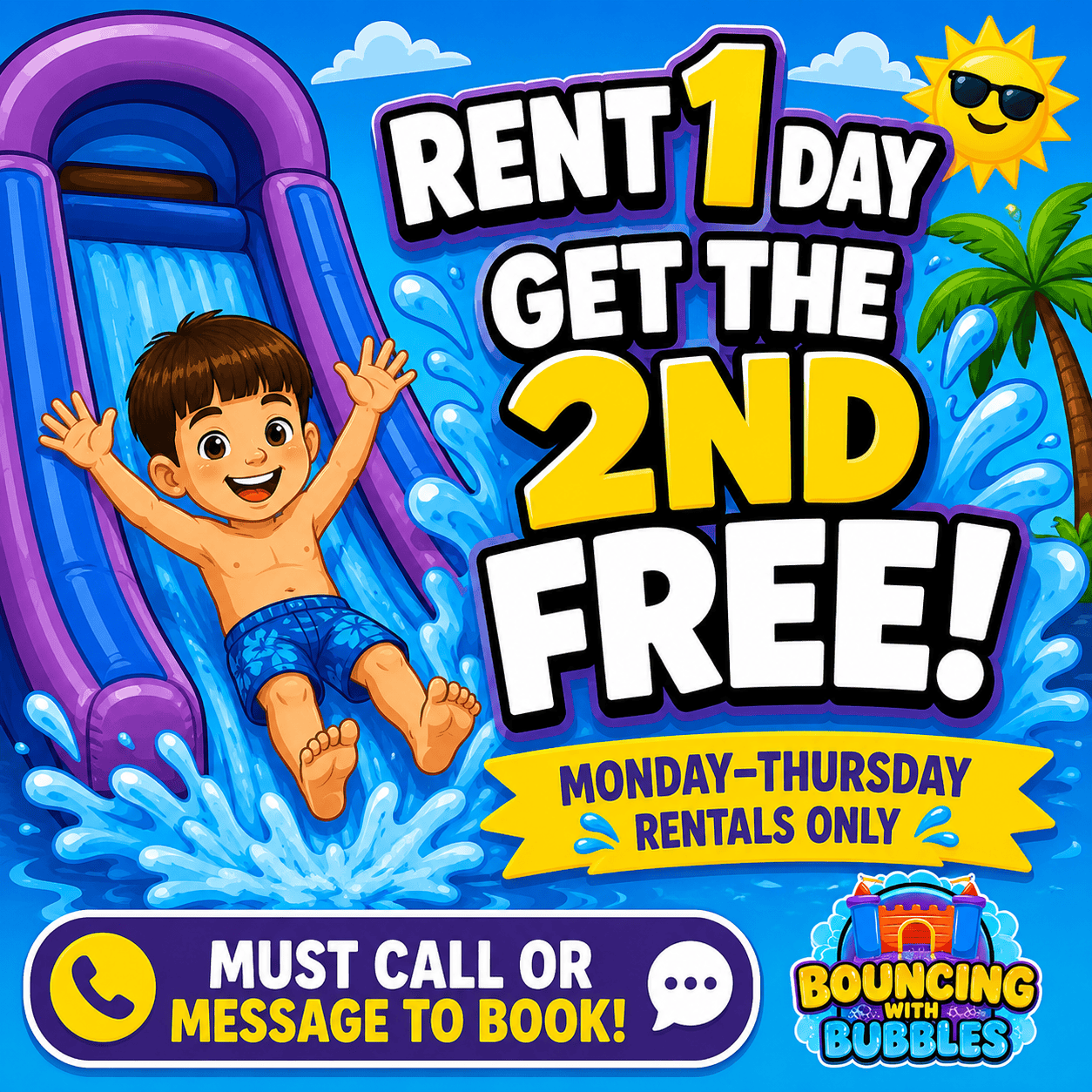 Current Bouncing with Bubbles party rental promotion in Ascension Parish