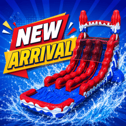 18ft Red White and Cool dual lane water slide new arrival for Bouncing with Bubbles